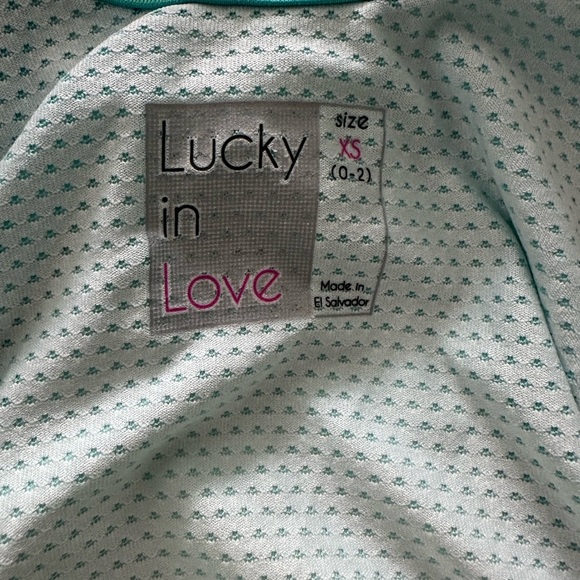 LUCKY IN LOVE SHIRT & SKIRT/SKORT XS FLORAL LEAF PRINT TIERED PUPRLE TEAL TENNIS - Picture 6 of 6